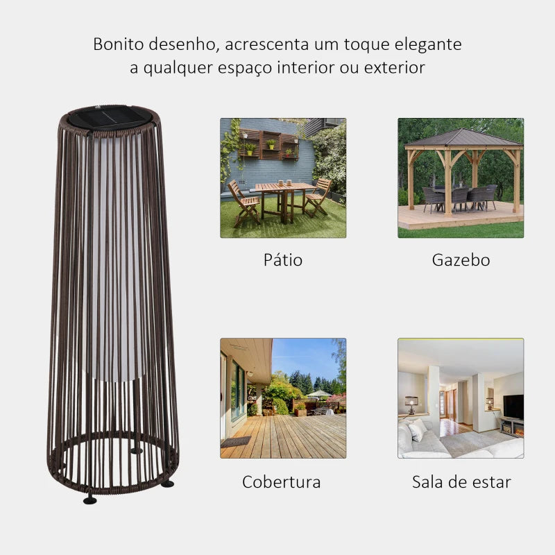 Candeeiro em Vime a Energia Solar - Castanho - Design Natura