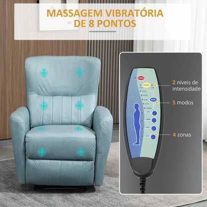 Poltrona Relax Sky Reclinável com 8 Zonas de Massagem - Azul Claro - Design Nórdico