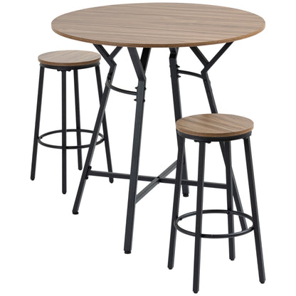 Conjunto de Mesa e 2 Bancos Altos Round - Design Rústico