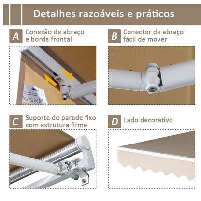 Toldo Dobrável com Manivela - 3,5x2,5m - Creme