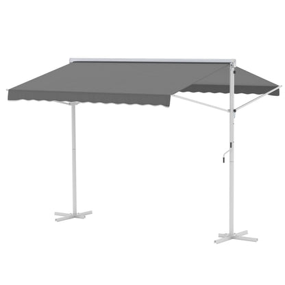 Toldo de Pé Ajustável com Manivela - 300x295x260cm - Cinzento