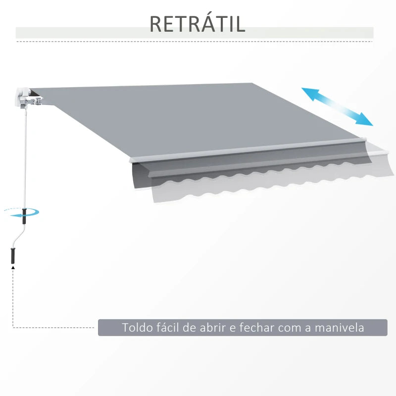 Toldo de Parede com Manivela - 295x245cm - Cinzento