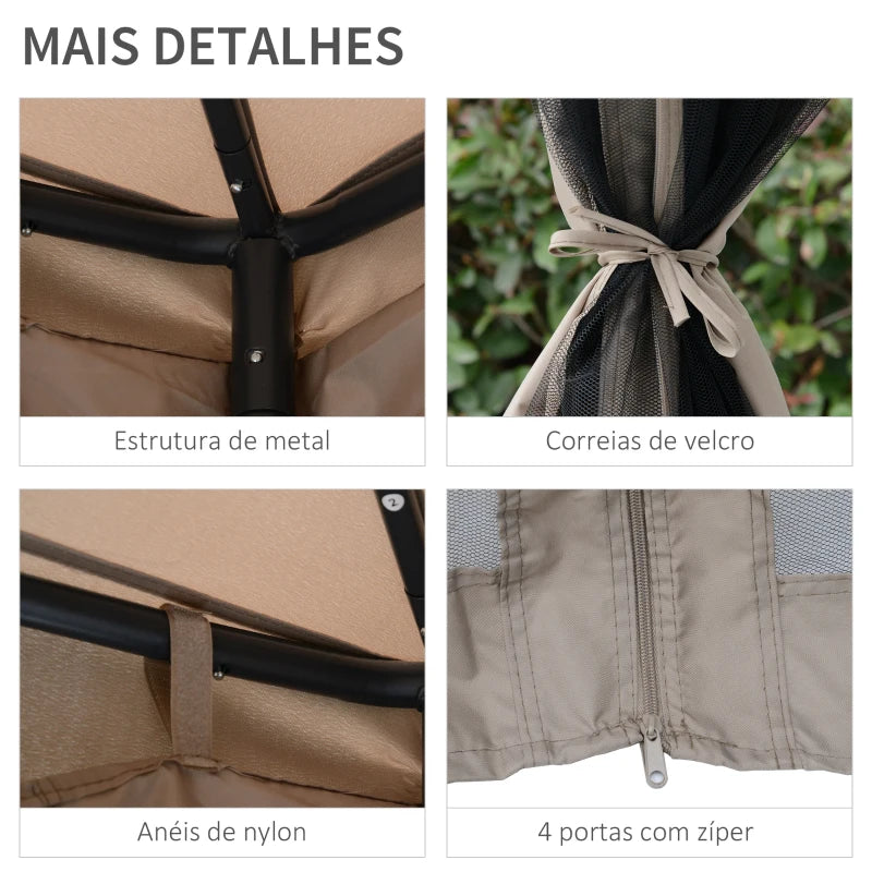 Tenda de Jardim 3x3m com Ventilação e 4 Cortinas Laterais - Design Contemporâneo