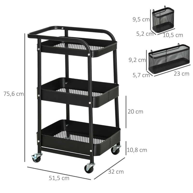 Carrinho de Cozinha Synk - Preto - Design Industrial