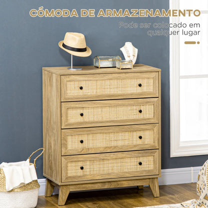 Cómoda Picasso com 4 Gavetas em Vime - Design Natura