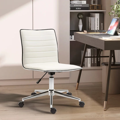 Cadeira Lince Ergonómica com Estofamento em Couro Artificial - Branco - Design Nórdico