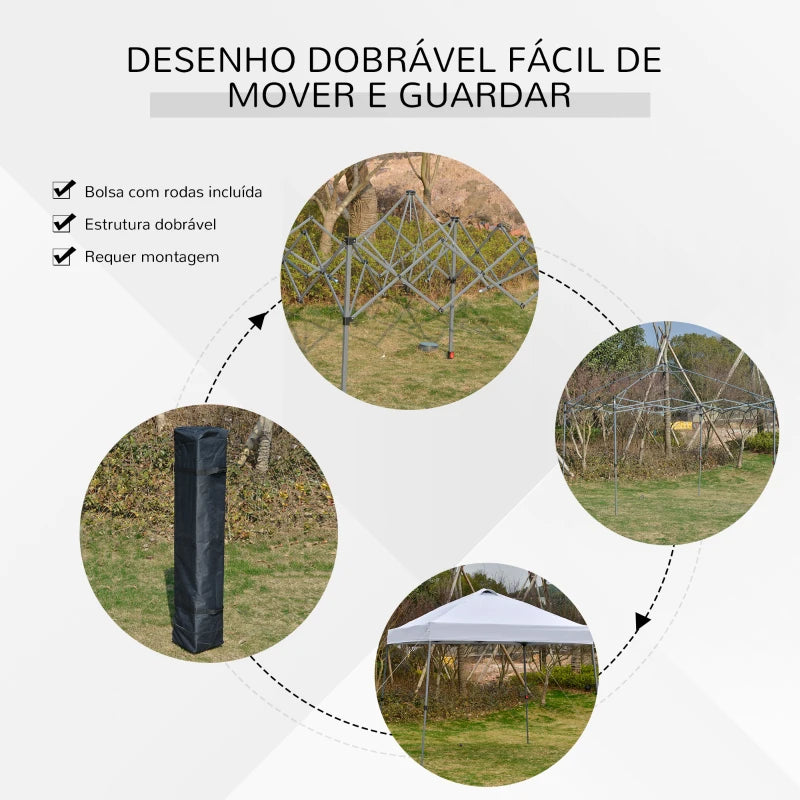 Tenda de Jardim Dobrável - Branco - 3x3m