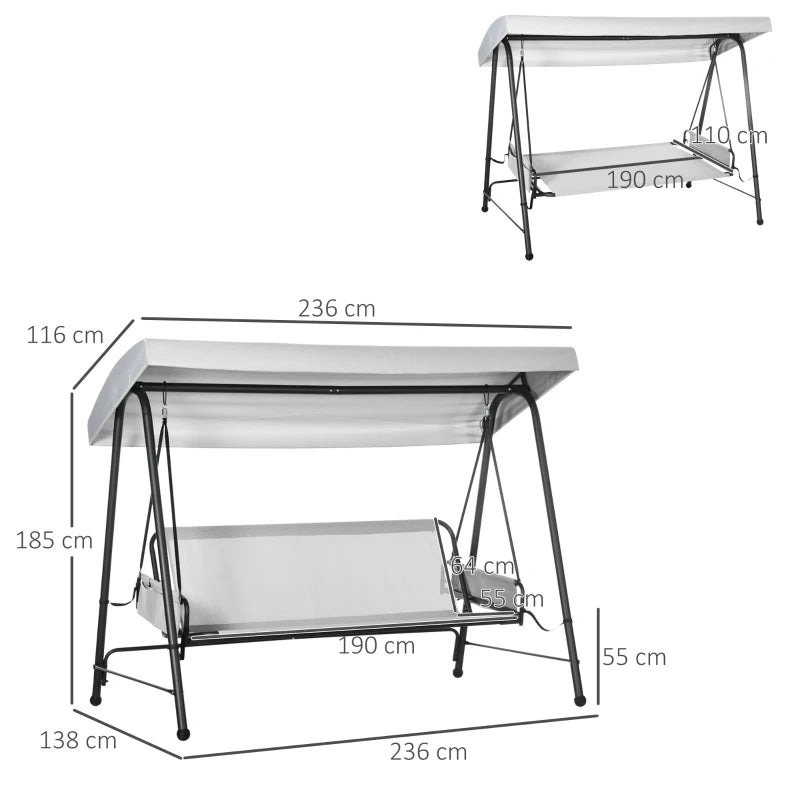 Baloiço de Jardim Convertivel em Cama com Toldo Reclinável