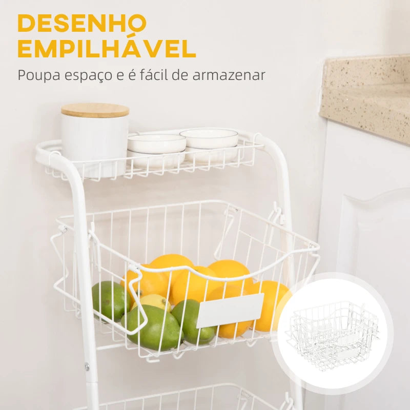 Fruteira Vegs com 3 Cestos - Design Moderno