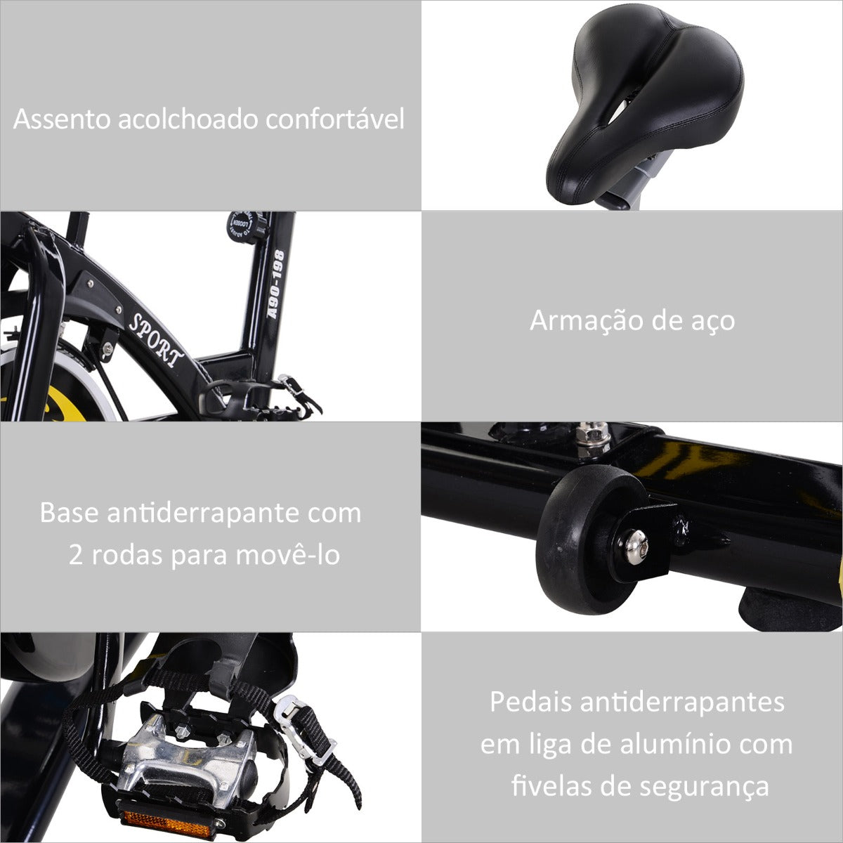 Bicicleta Estática Spinning - Volante 10kg - Leva-Me Contigo - Móveis & Decoração