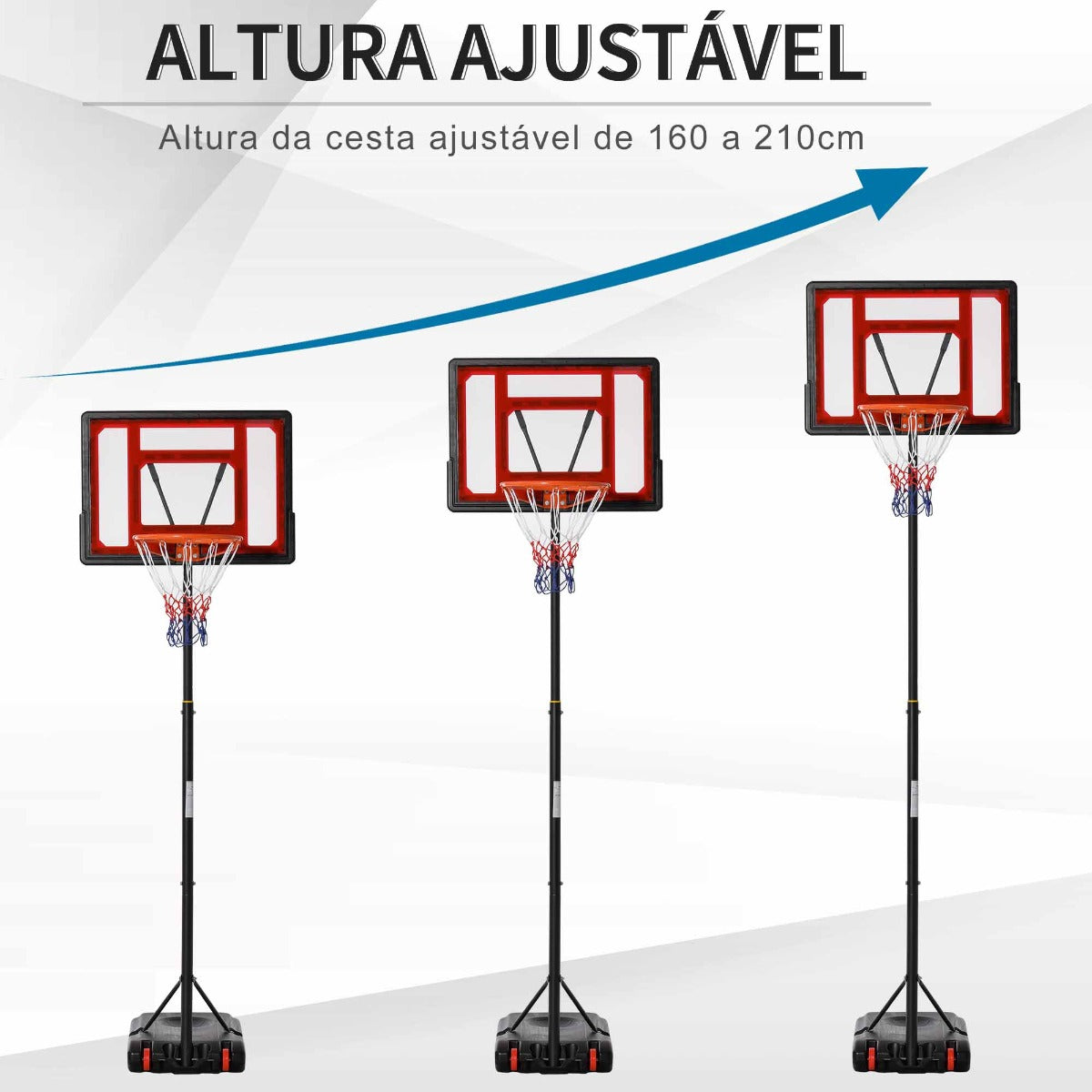 Cesto de Basquetebol com Altura Ajustável de 160-210cm - Leva-Me Contigo - Móveis & Decoração