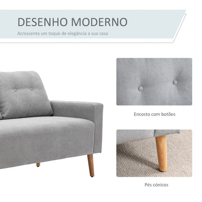 Sofá Faker de 2 Lugares - Cinzento - Design Nórdico