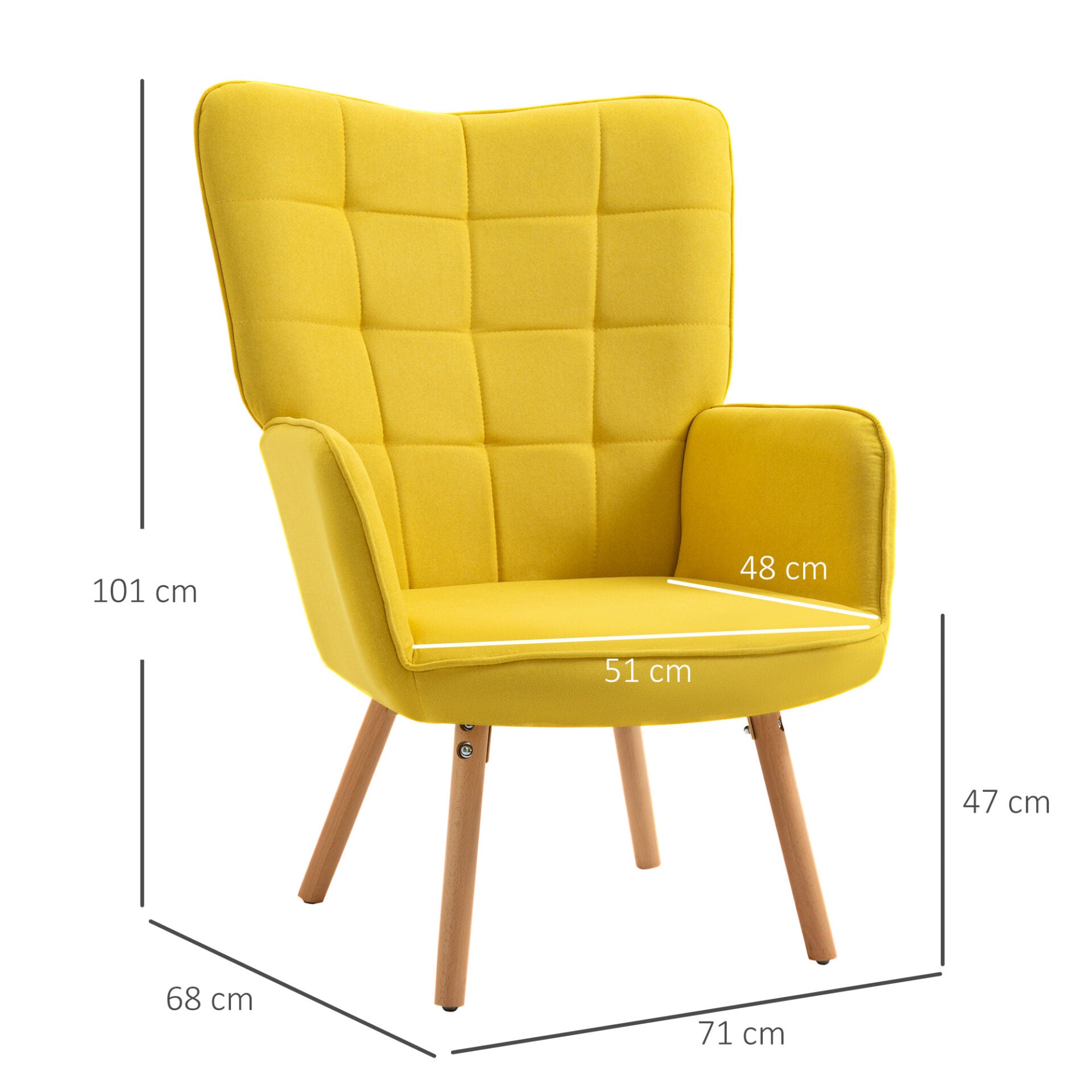 Poltrona WingBack Tufo - Amarelo - Design Nórdico - Leva-Me Contigo - Móveis & Decoração