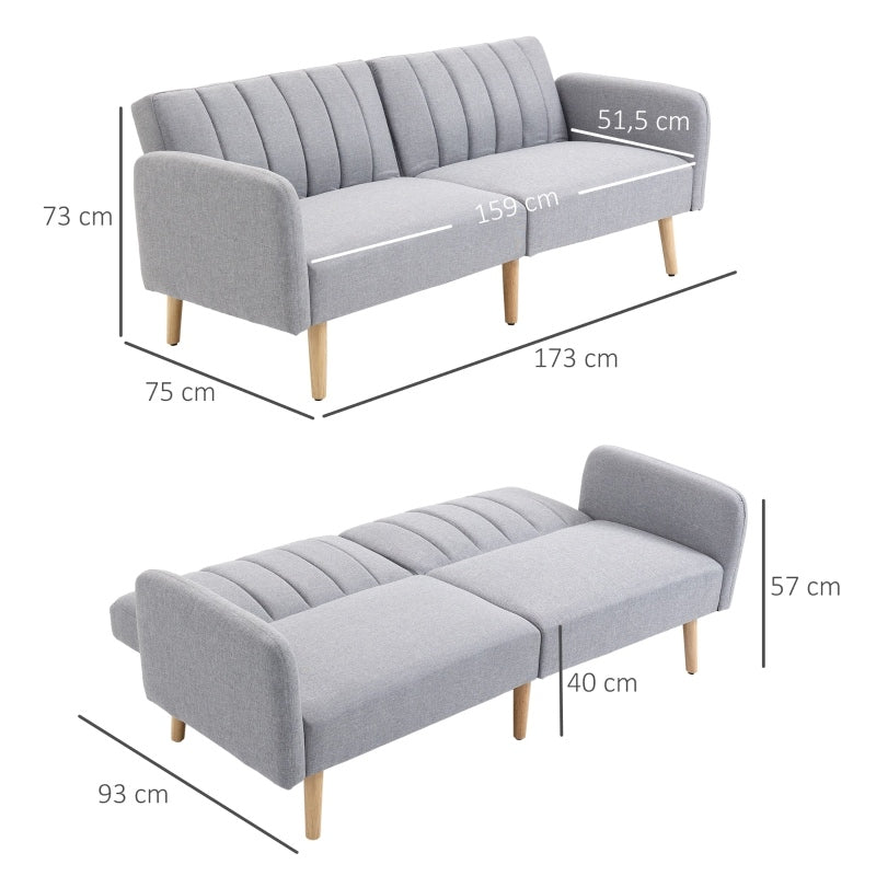 Sofá Cama de 2 Lugares com Encosto Ajustável - Cinzento - Design Escandinavo - Leva-Me Contigo - Móveis & Decoração