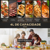 Fritadeira a Vapor com 12 Programas - 4L - 1300W - AirFryer