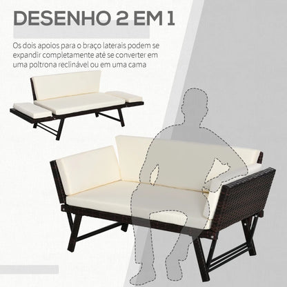 Sofá Cama de 2 Lugares em Vime - Design Natura