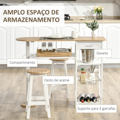 Conjunto de Mesa e 2 Bancos Lesa - Design Contemporâneo