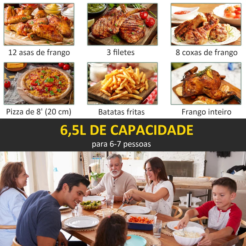 Fritadeira a Vapor com 8 Programas - 6,5L -1700W - AirFryer