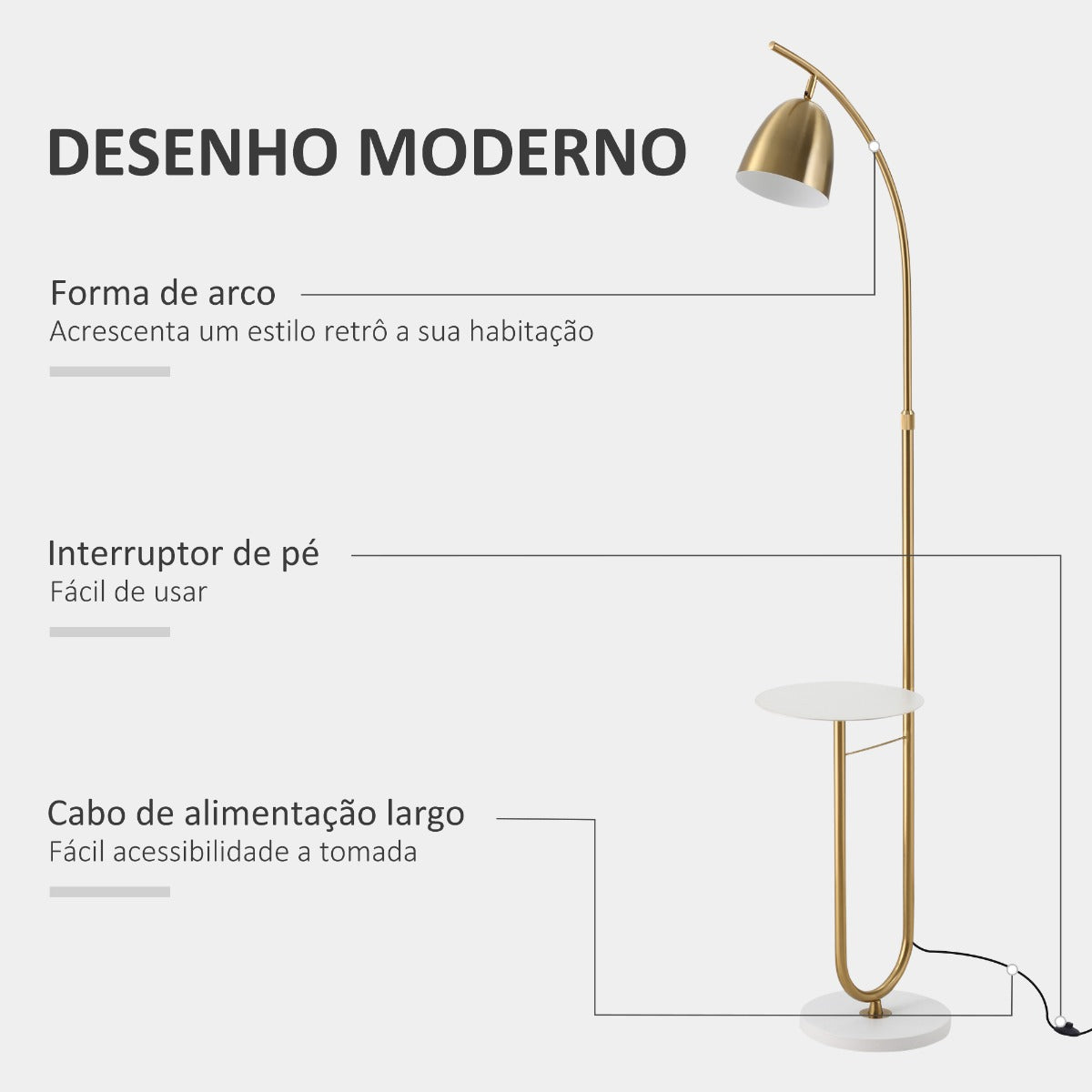 Candeeiro de Pé Milan - Design Contemporâneo - Leva-Me Contigo - Móveis & Decoração