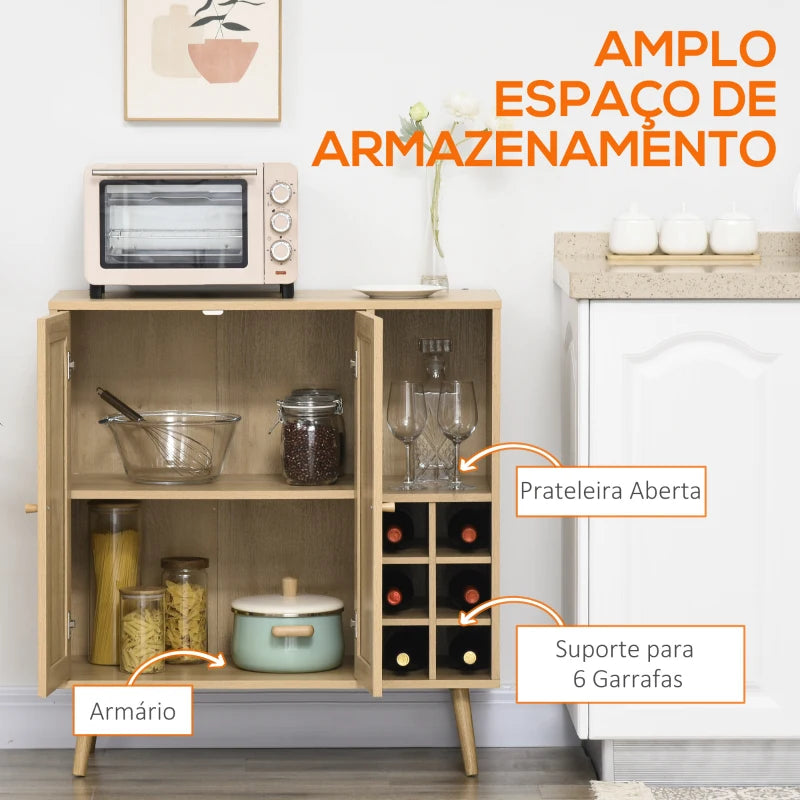 Aparador de Cozinha Dolce com Garrafeira - Design Cannage