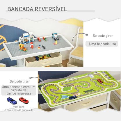 Conjunto Versil - 1 Mesa Reversível e 2 Cadeiras - Design Nórdico