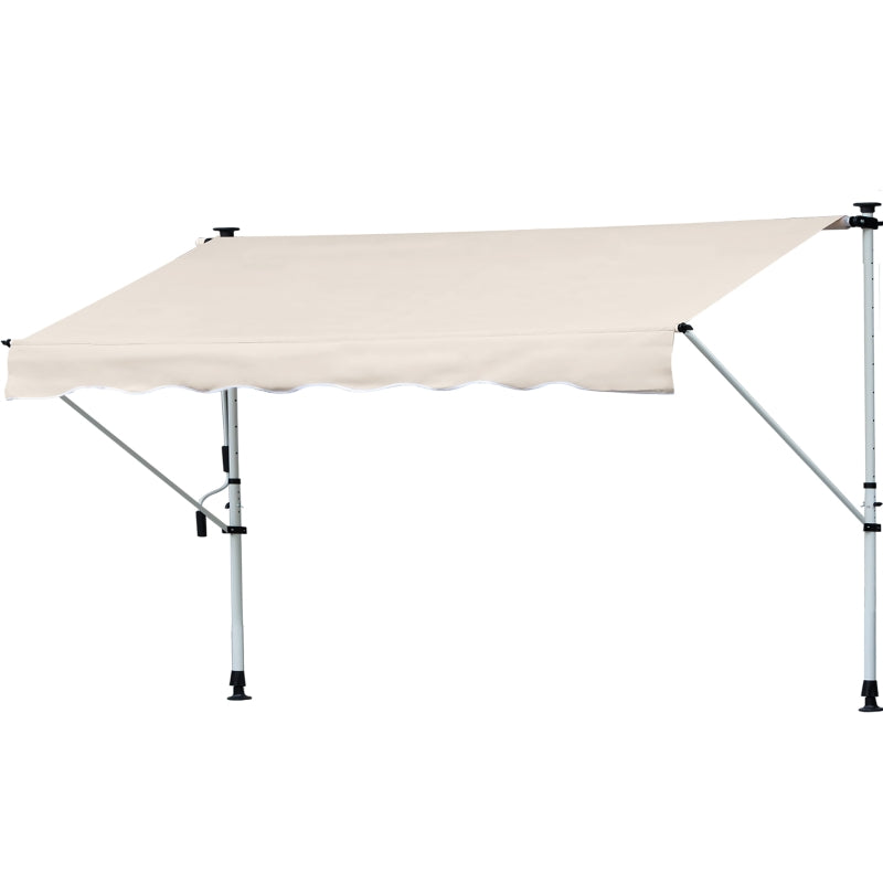 Toldo Portátil Retrátil com Manivela - 400x120x170-280cm - Cáqui