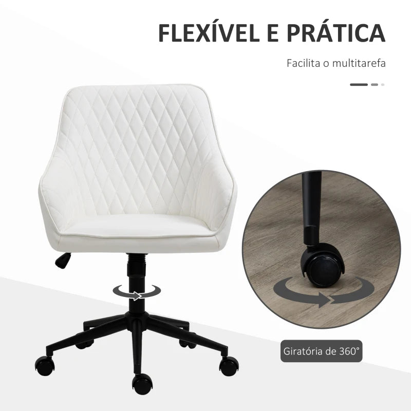 Cadeira de Escritório Olimpo Reclinável em Couro Artificial - Branco - Design Moderno