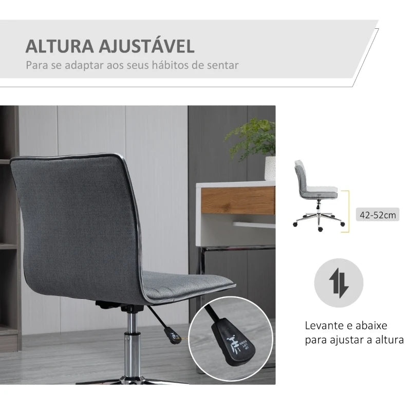 Cadeira Lince Ergonómica com Estofamento em Linho - Cinzento - Design Nórdico