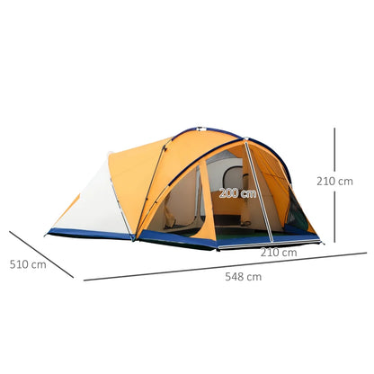 Tenda de Campismo para 6 Pessoas - 548x510x210cm - Laranja