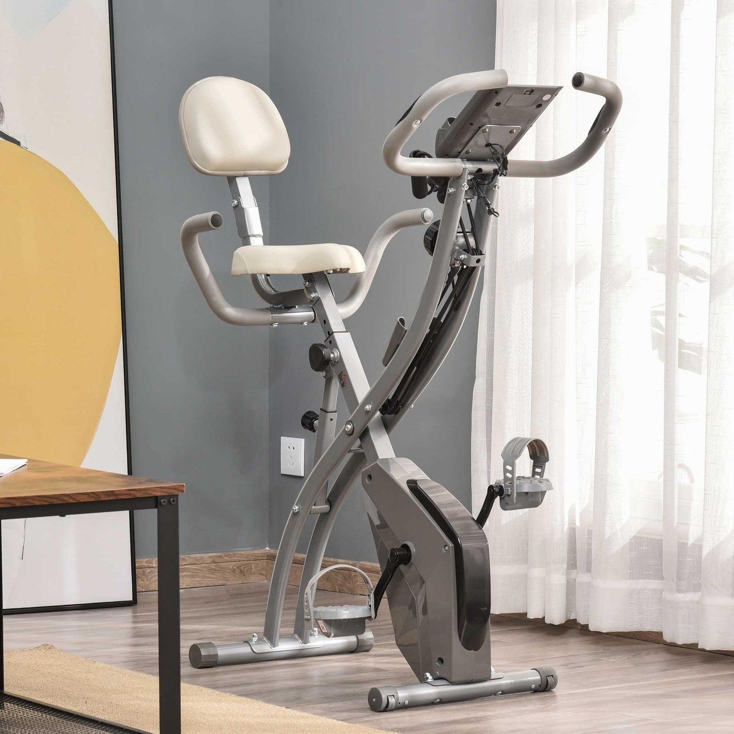 Bicicleta Estática Dobrável com Altura e Resistência Ajustável e Tela LCD- HomeGym - Leva-Me Contigo - Móveis & Decoração