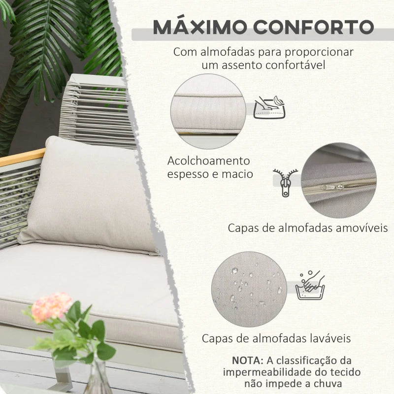 Conjunto Lounge Madalena em Vime - 2 Cadeiras, 1 Sofá e 1 Mesa - Design Natura