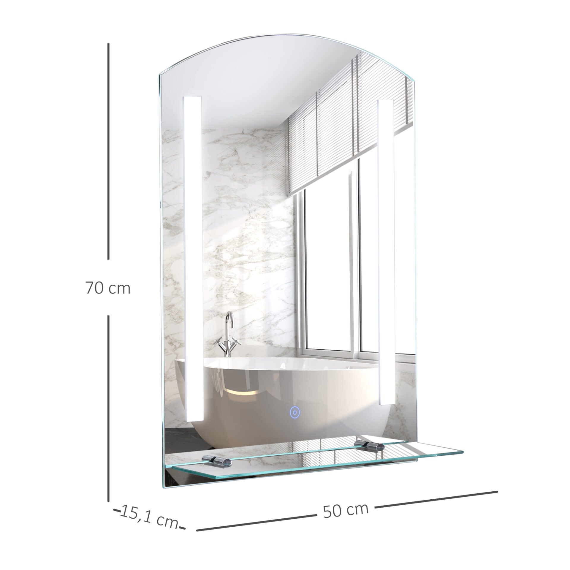Espelho de Parede de Casa de Banho com Led 80X8,5X37 Cm Acrílico Branco