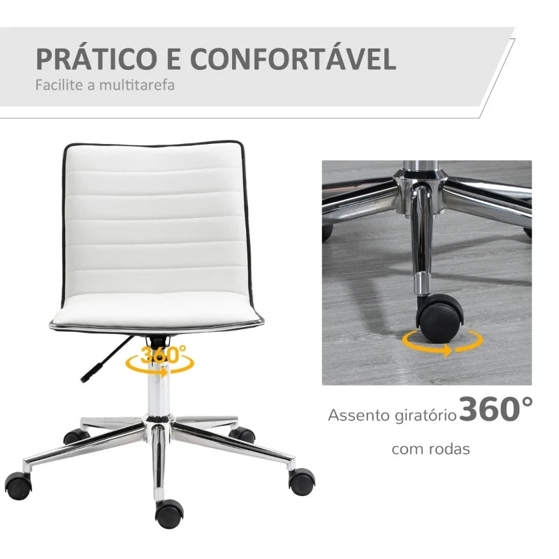 Cadeira Lince Ergonómica com Estofamento em Couro Artificial - Branco - Design Nórdico