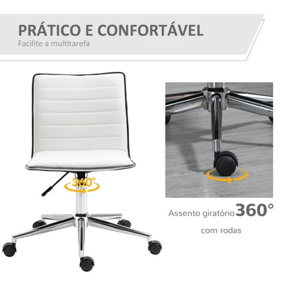 Cadeira Lince Ergonómica com Estofamento em Couro Artificial - Branco - Design Nórdico