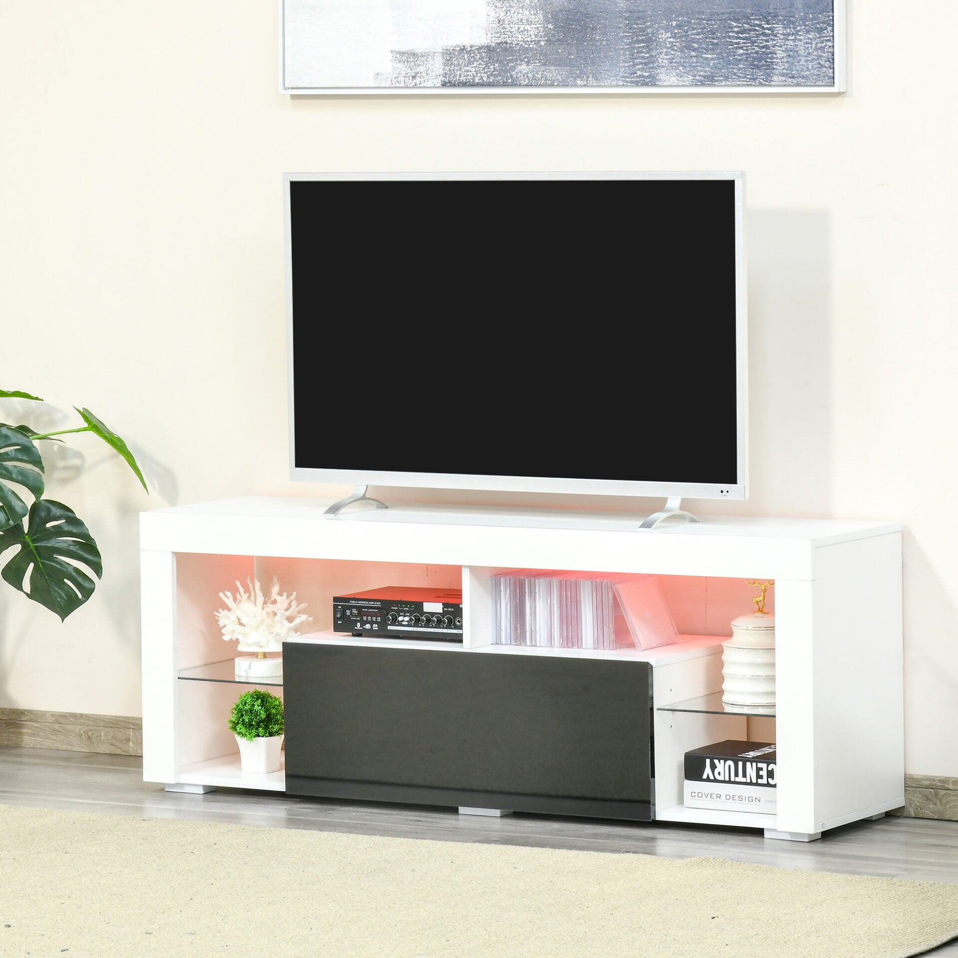 Móvel de TV Sunny - Branco e Preto - Design Moderno - Leva-Me Contigo - Móveis & Decoração