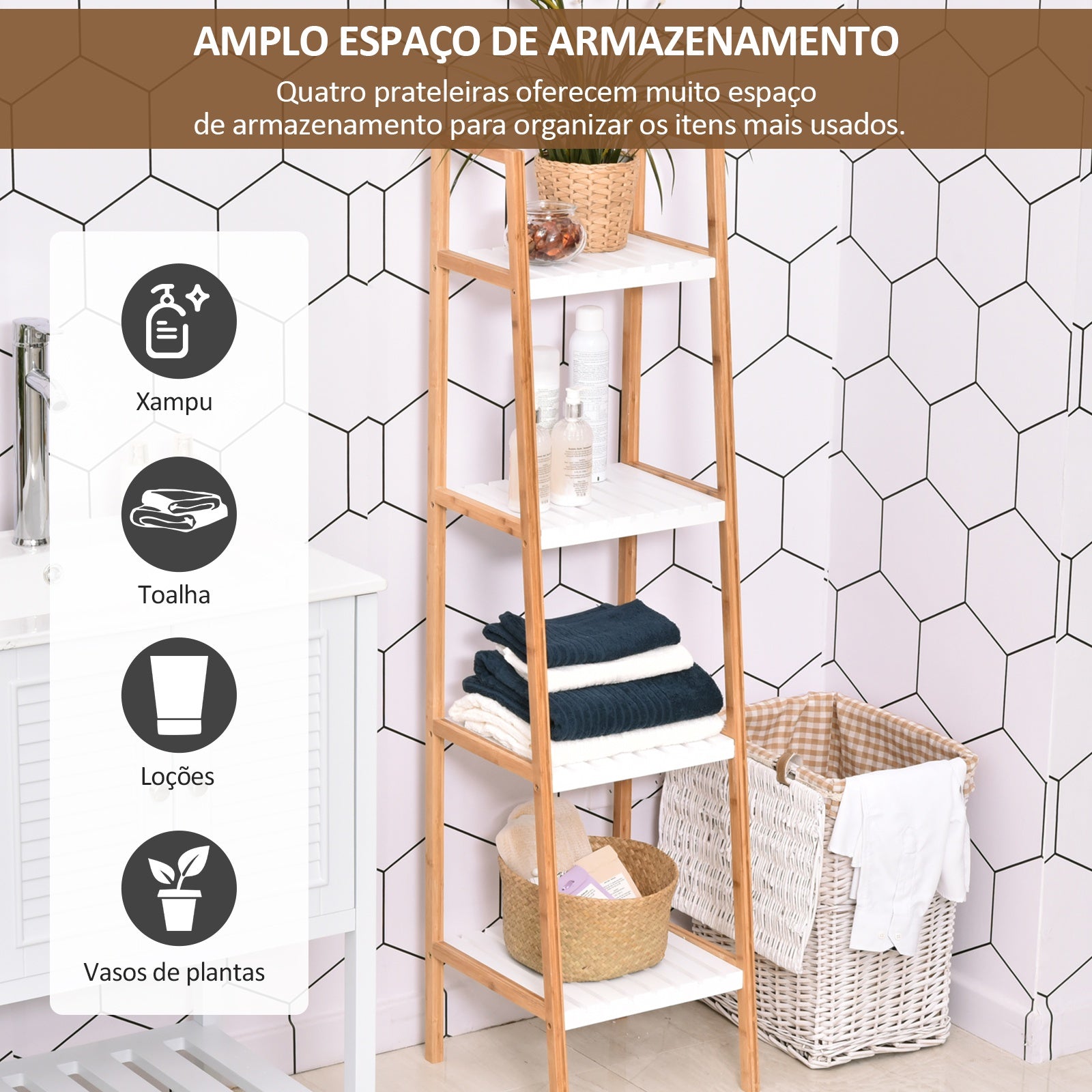 Estante Panda em Bambu para Casa de Banho - Design Natura - Leva-Me Contigo - Móveis & Decoração