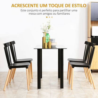 Conjunto de 4 Cadeiras Ygol - Preto - Design Nórdico