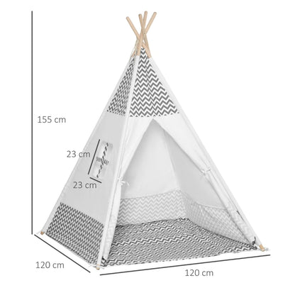 Tenda Tipi Infantil - Cinzento e Branco - Design Natura