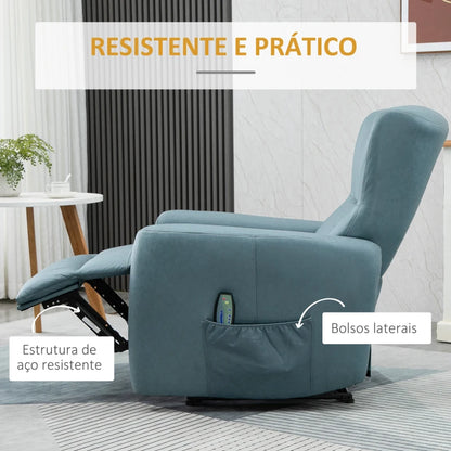 Poltrona Relax Sky Reclinável com 8 Zonas de Massagem - Azul Claro - Design Nórdico