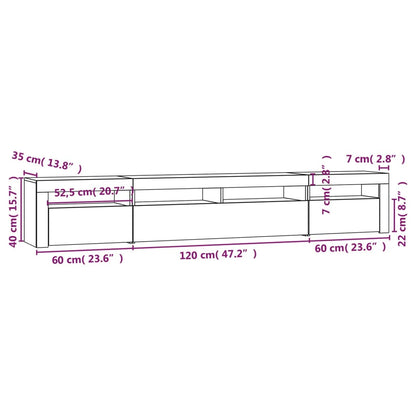 Móvel de TV Sophia com Luzes LED - 240x35x40cm- Preto - Design Moderno