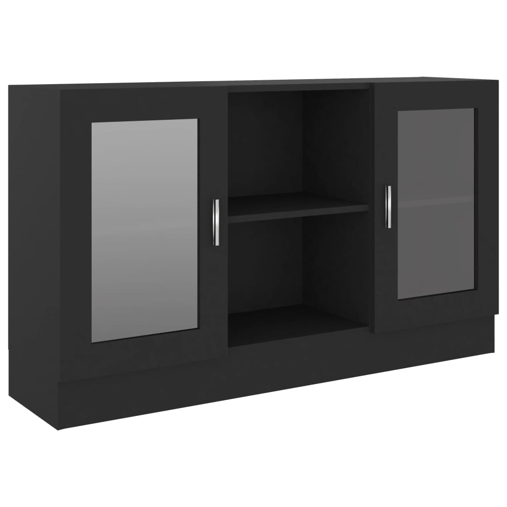 Aparador Vitrine Real de 120 cm - Preto Brilhante - Design Moderno