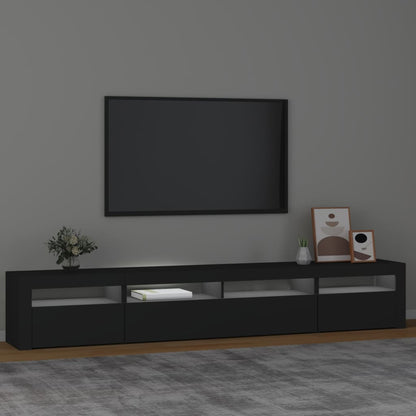 Móvel de TV Sophia com Luzes LED - 240x35x40cm- Preto - Design Moderno