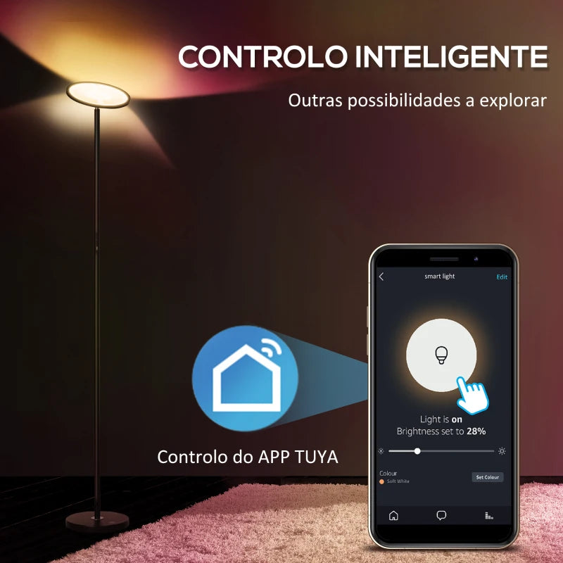 Candeeiro de Pé LED com Wi-Fi e Assistente Google - Design Moderno