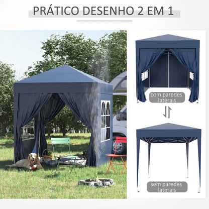 Tenda de Jardim Dobrável com Janelas - 2x2m