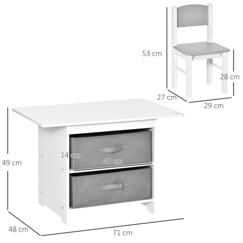 Conjunto Infantil Tomy - Mesa com Arrumação e 2 Cadeiras - Design Nórdico