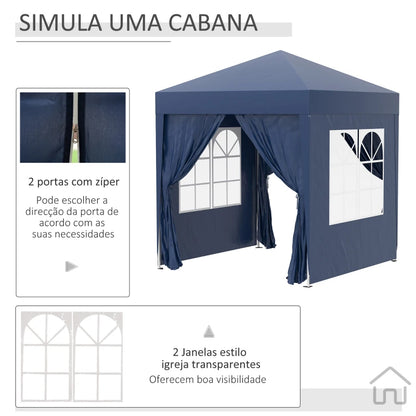 Tenda de Jardim Dobrável com Janelas - 2x2m