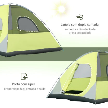 Tenda de Campismo para 6 Pessoas - 300x300x185cm - Amarelo e Cinzento