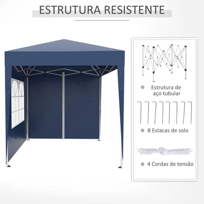 Tenda de Jardim Dobrável com Janelas - 2x2m