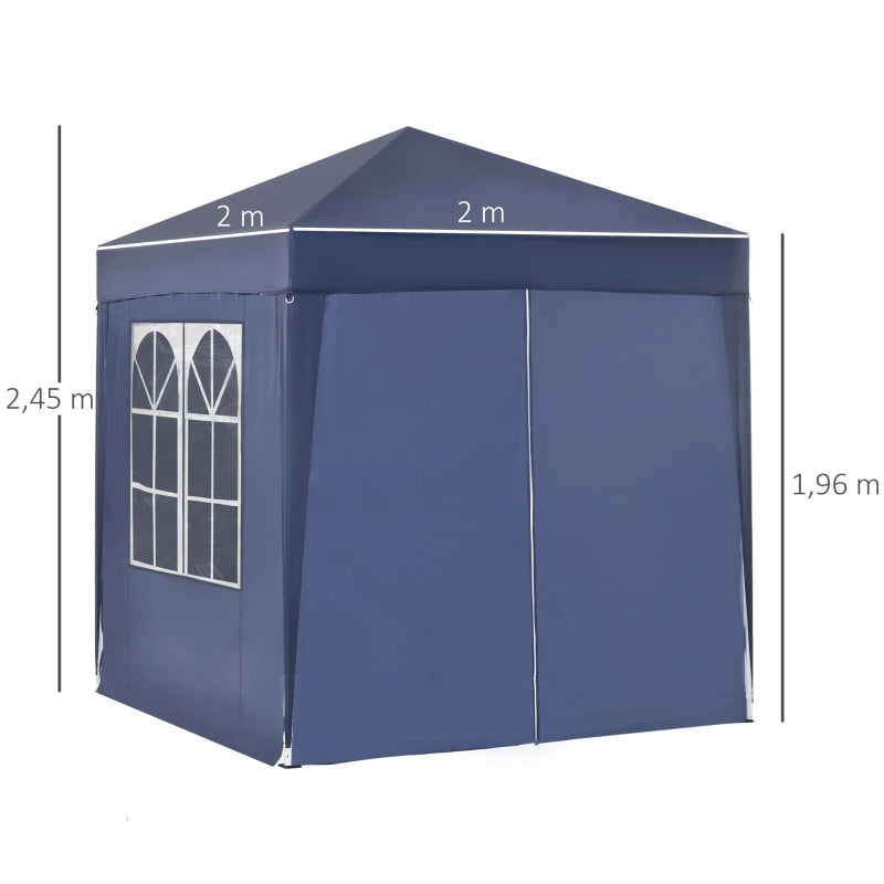 Tenda de Jardim Dobrável com Janelas - 2x2m