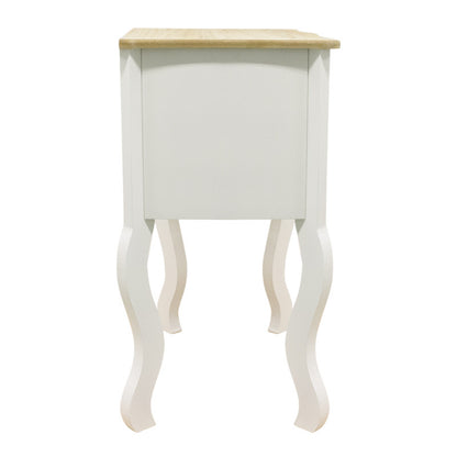 Mesa de Cabeceira Louge com 2 Gavetas - Branco/Carvalho - Design Clássico